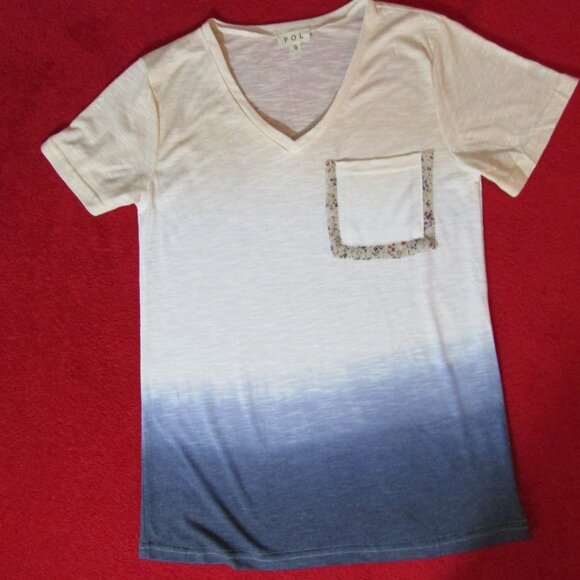 POL Cream / Blue Ombre Lightweight Top Embellished Pocket - Picture 2 of 6
